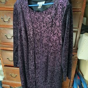 Sparkling Purple Black Vintage Long Sleeve Dress Built In Jacket